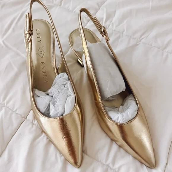 Katy Perry Collections NEW Gold Slingback Heels 8.5 - Picture 4 of 6